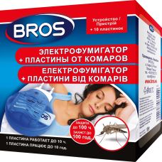 Електрофумігатор з пластинами для захисту від комарів, Bros Польща, пластин 10 шт