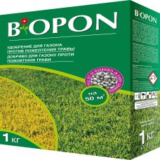 Добриво для газонів проти пожовтіння трави, Biopon Польща, коробка 1 кг