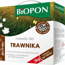 Удобрение гранулированное осеннее для газонов, Biopon Польша, коробка 3 кг