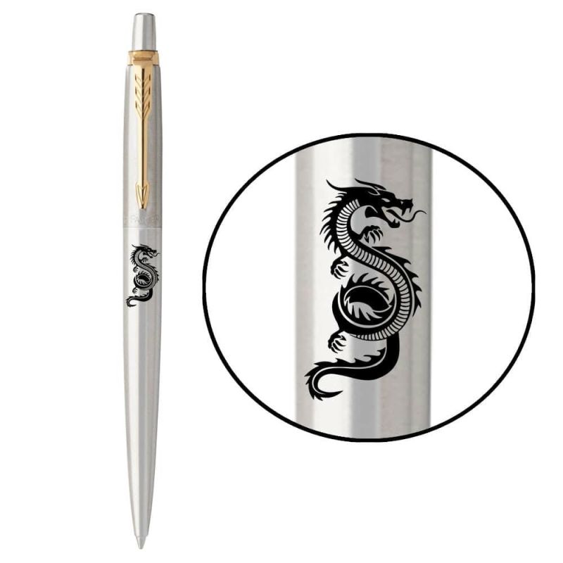 Ручка кулькова Parker Jotter Zodiac Stainless Steel GT BP Зелений Дракон в подар.коробці