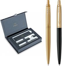 Набір Parker Jotter XL Monochrome Gold GT BP + Matt Black & Gold GT BP, 2 кулькові ручки у подар. пак.