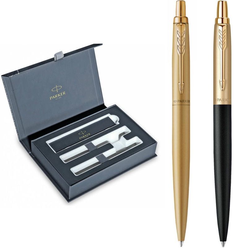 Набор Parker Jotter XL Monochrome Gold GT BP + Matt Black & Gold GT BP, 2 шариковые ручки в подар. упак.