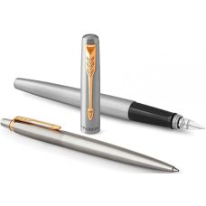 Набір Parker Jotter Stainless Steel GT FP+BP, перова ручка + кулькова ручка у подар. пак.