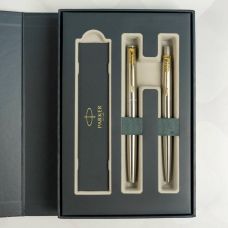 Набір Parker Jotter Stainless Steel GT FP+BP, перова ручка + кулькова ручка у подар. пак.