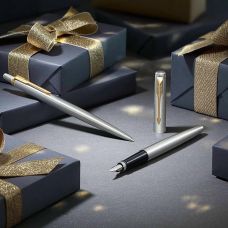 Набір Parker Jotter Stainless Steel GT FP+BP, перова ручка + кулькова ручка у подар. пак.