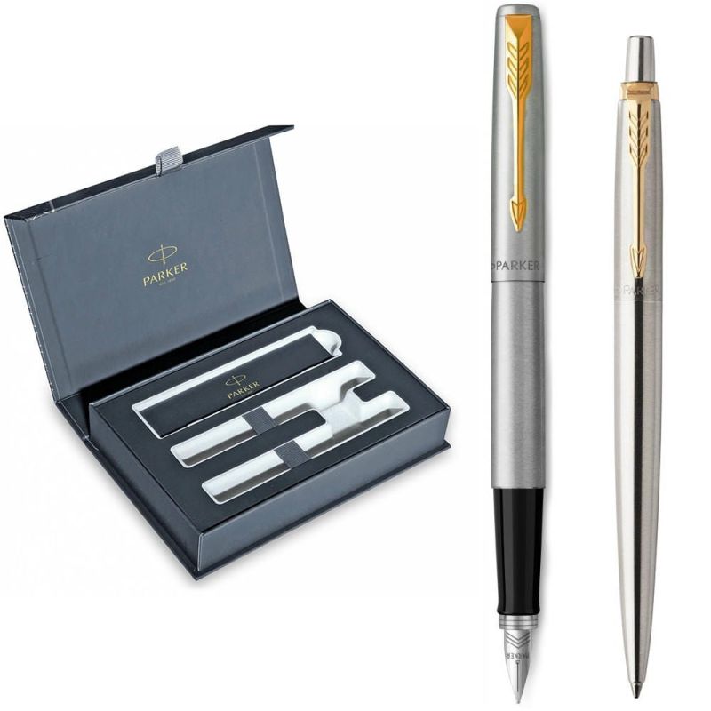 Набор Parker Jotter Stainless Steel GT FP+BP, перьевая ручка + шариковая ручка в подар. упак.
