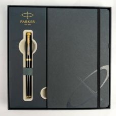 Набор Parker IM Black GT RB, ручка-роллер + блокнот Parker в подар. упак.