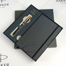 Набор Parker IM Black GT RB, ручка-роллер + блокнот Parker в подар. упак.