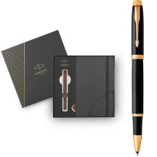 Набор Parker IM Black GT RB, ручка-роллер + блокнот Parker в подар. упак.