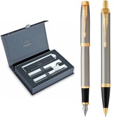 Набор Parker IM Brushed Metal GT FP+BP, перьевая ручка + шариковая ручка в подар. упак.