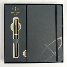 Набір Parker Urban Muted Black GT FP F, перова ручка + блокнот Parker у подар. пак.