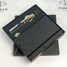 Набір Parker Urban Muted Black GT FP F, перова ручка + блокнот Parker у подар. пак.