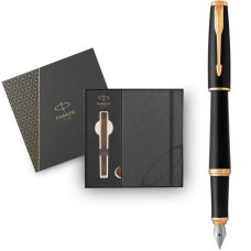 Набір Parker Urban Muted Black GT FP F, перова ручка + блокнот Parker у подар. пак.