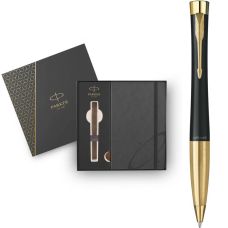 Набор Parker Urban Muted Black GT BP, шариковая ручка + блокнот Parker в подар. упак.