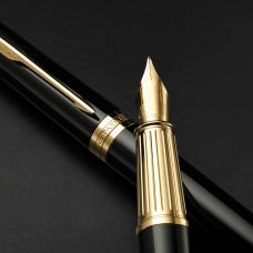 Набор Parker Ingenuity Black Lacquer GT FP F, перьевая ручка + блокнот Parker в подар упак.