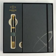 Набор Parker Ingenuity Black Lacquer GT BP, шариковая ручка + блокнот Parker в подар. упак.