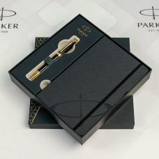 Набор Parker Ingenuity Black Lacquer GT BP, шариковая ручка + блокнот Parker в подар. упак.