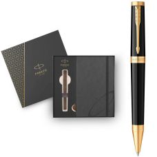 Набор Parker Ingenuity Black Lacquer GT BP, шариковая ручка + блокнот Parker в подар. упак.
