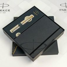 Набір Parker Sonnet Stainless Steel GT FP F, перова ручка + блокнот Parker у подар. пак.