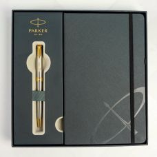Набор Parker Sonnet Stainless Steel GT BP, шариковая ручка + блокнот Parker в подар. упак.