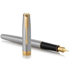 Набор Parker Sonnet Stainless Steel GT FP+BP, перьевая ручка + шариковая ручка в подар. упак.
