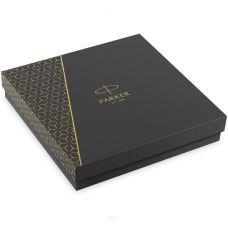 Набір Parker Sonnet Matte Black Lacquer GT FP F, перова ручка + блокнот Parker у подар. пак.