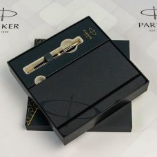 Набір Parker Sonnet Black Lacquer GT BP, ручка кулькова + блокнот Parker у подар. пак.