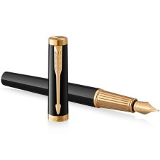 Ручка перова Parker Ingenuity Black Lacquer GT FP F в подар.футлярі