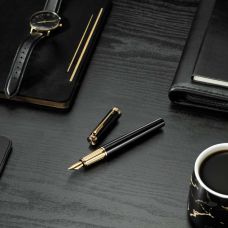 Ручка перова Parker Ingenuity Black Lacquer GT FP F в подар.футлярі