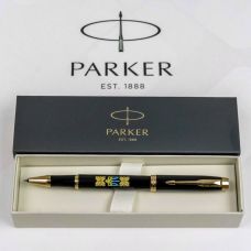 Ручка-роллер Parker IM Ukraine Black GT RB Трезубец с желтым орнаментом в подар.коробке