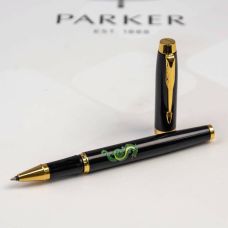 Ручка-ролер Parker IM Zodiac Black GT RB Зелений Дерев'яний Дракон в подар.коробці