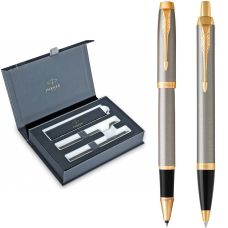 Набір ручок Parker IM Brushed Metal GT RB+BP ролер+кулькова, в подарунковому пакуванні
