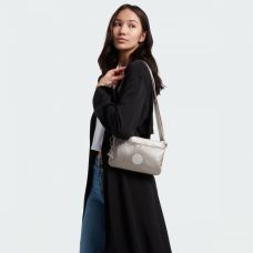 Сумочка Kipling Basic Plus Riri Metallic Glow, 3 л, 24x16x6,5 см, серебристая
