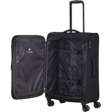 Чемодан Travelite Chios Black М exp на 4 колесах, черный
