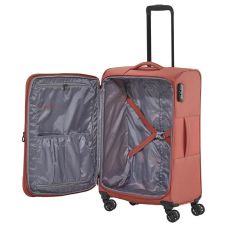 Чемодан Travelite Croatia Coral М exp на 4 колесах, коралловый