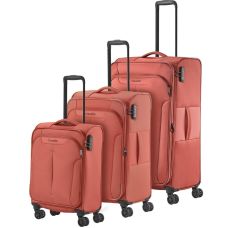 Чемодан Travelite Croatia Coral L exp на 4 колесах, коралловый