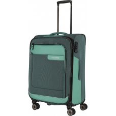 Чемодан Travelite Viia Green M exp на 4 колесах, зеленый