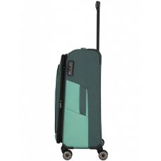 Чемодан Travelite Viia Green M exp на 4 колесах, зеленый