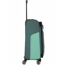 Чемодан Travelite Viia Green M exp на 4 колесах, зеленый