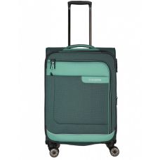 Чемодан Travelite Viia Green M exp на 4 колесах, зеленый