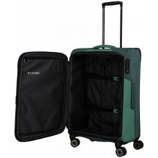 Чемодан Travelite Viia Green L exр на 4 колесах, зеленый