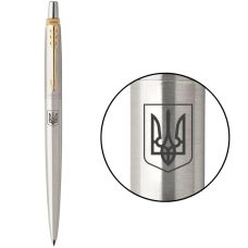 Ручка шариковая Parker Jotter Stainless Steel GT BP Герб Украины в подар.коробке