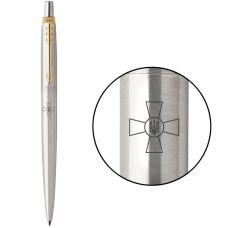 Ручка кулькова Parker Jotter Stainless Steel GT BP Емблема ЗСУ в подар.коробці