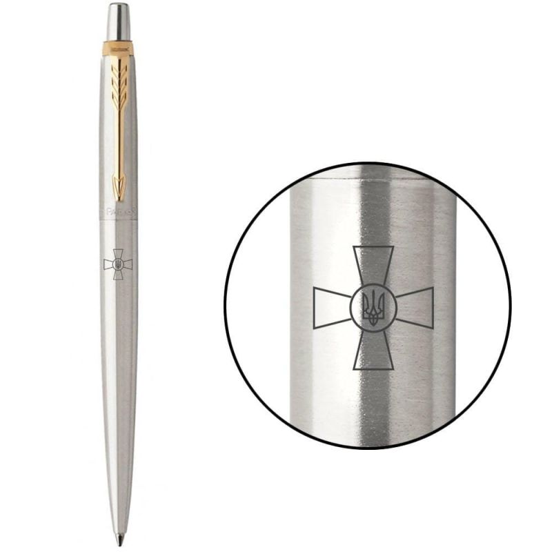 Ручка шариковая Parker Jotter Stainless Steel GT BP Эмблема ВСУ в подар.коробке