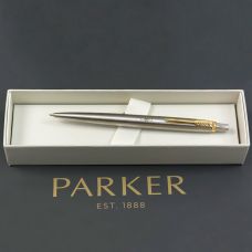 Ручка кулькова Parker Jotter Stainless Steel GT BP Емблема ЗСУ в подар.коробці