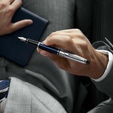 Ручка перьевая Waterman Expert Deluxe Metallic Blue CT FP F в подар.футляре