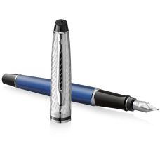 Ручка перьевая Waterman Expert Deluxe Metallic Blue CT FP F в подар.футляре