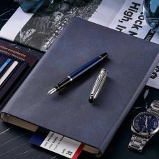 Ручка перьевая Waterman Expert Deluxe Metallic Blue CT FP F в подар.футляре