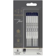 Стрижні кулькові Parker QuinkFlow, розмір M, 10 шт, чорні, блістер