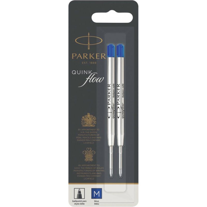 Стержни шариковые Parker, размер M, 2 шт, синие, блистер